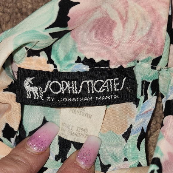 Jonathan Martin Pink and Blue Floral Blouse - Picture 2 of 5